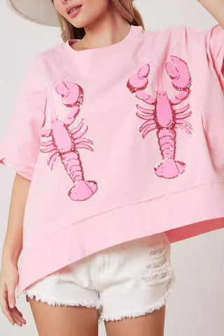 Oversized Lobster Print T-Shirt