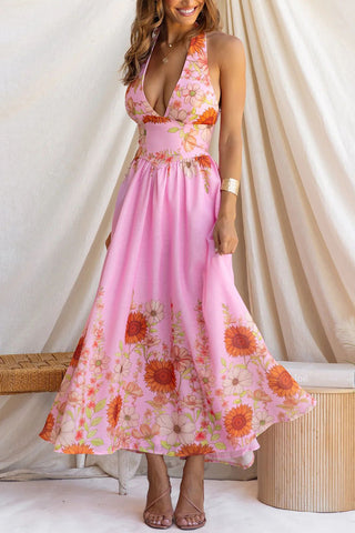 Floral Halter Maxi Dress