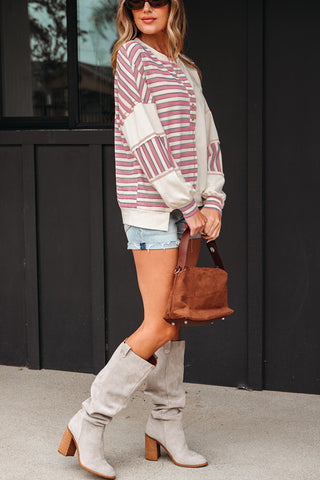 Striped Patchwork Long Sleeve Top