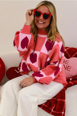 Heart Block Mock Neck Sweater