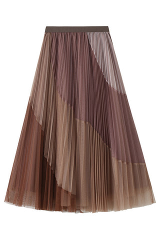 Layered Pleated Midi Skirt