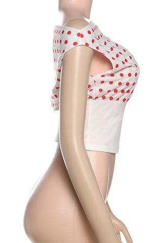 One-Shoulder Polka Dot Blouse