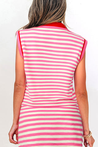 Striped Skirt Set with Polo Top