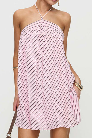 Halter Striped Casual Dress