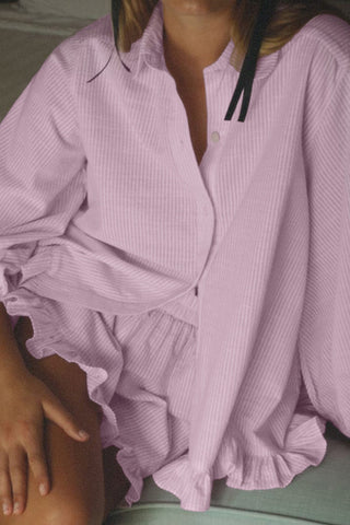 Ruffled Button-Up Short Sets