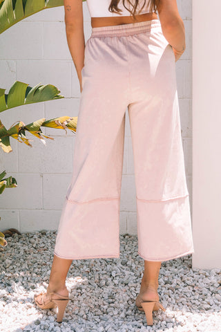 Flower Patch Knit Cropped Wide Leg Pants