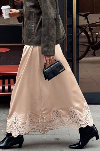 Lace Trim Maxi Skirt