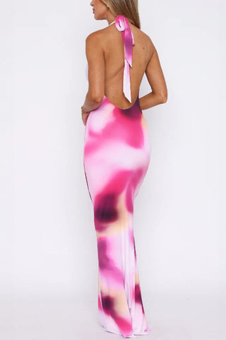 Halter Neck Floral Maxi Dress