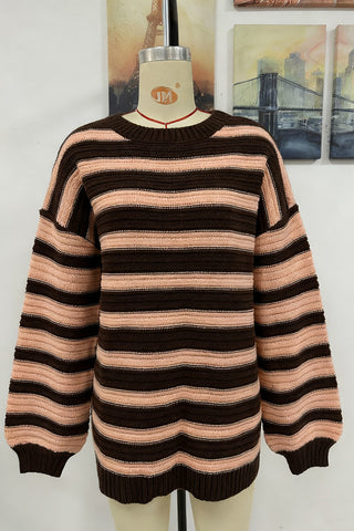 Striped Knit Pullover Sweater