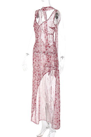 Lace-Up Floral Casual Dress