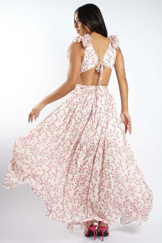 Cut-Out Floral Evening Dress