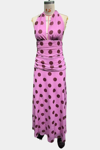 Polka Dot Maxi Dress with Flowy Silhouette