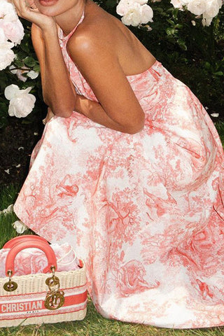 Halter Neck Printed Maxi Dress