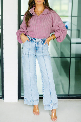Textured Button-Front Sweatshirt