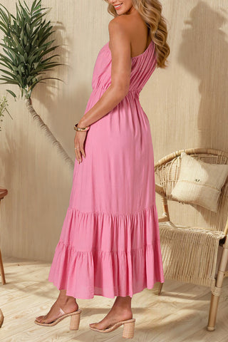 One-Shoulder Ruffled Casual Maxi Dress