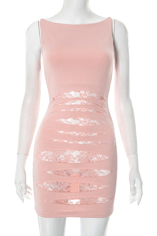 Lace Panel Cut-Out Casual Dress