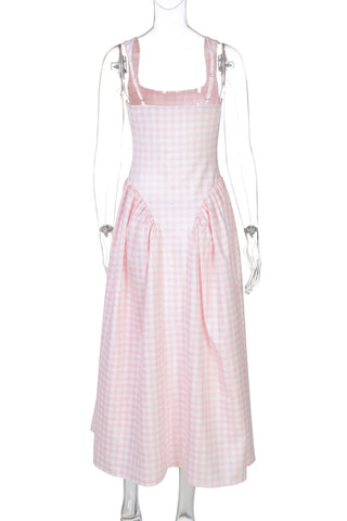 Gingham Sundress with Square Neckline