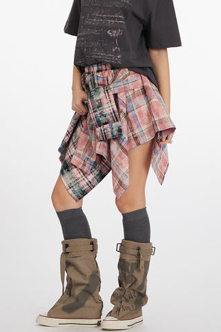 Plaid Handkerchief Mini Skirt