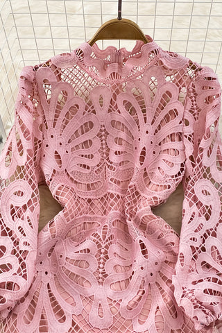 Sheer Floral Lace Midi Dress