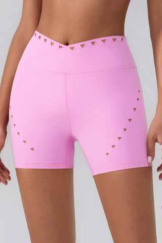 High-Waisted Laser Cut Casual Shorts