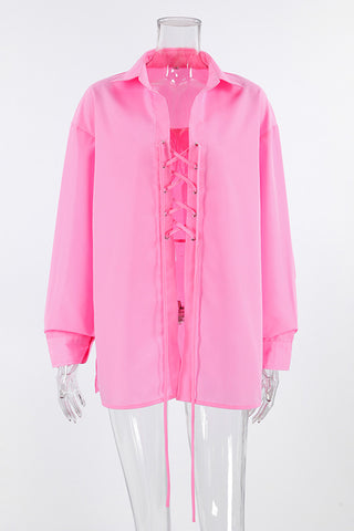 Lace-Up Front Blouse