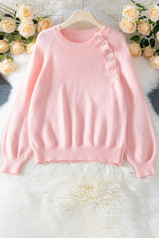 Embellished Button Sweater
