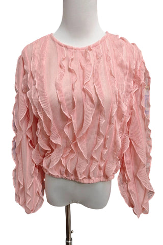 Ruffle-Sleeve Textured Blouse