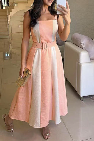 Striped Belted Midi Dress