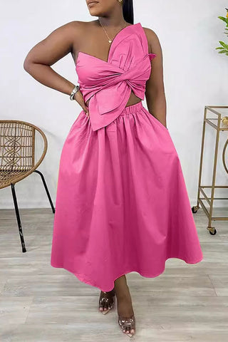 One-Shoulder Casual Midi Dress