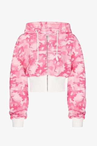 Cropped Camouflage Hoodie Set