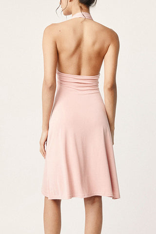 Halter Neck Casual Dress with Asymmetrical Hem