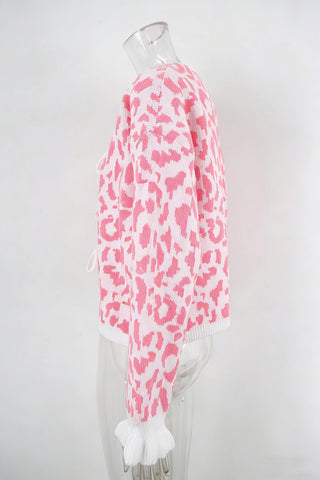 Tie-Front Leopard Print Cardigan