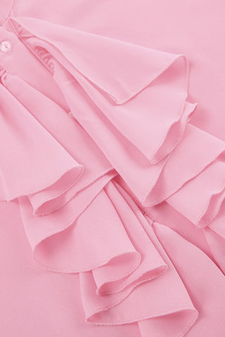 Ruffled Front Blouse with Flared Sleeves