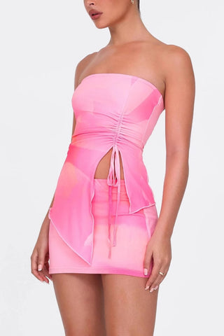 Strapless Ruched Skirt Set