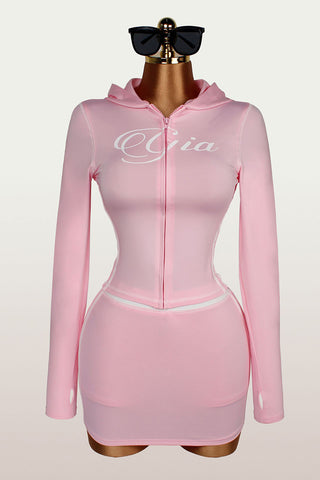 Zip-Front Hooded Skirt Set
