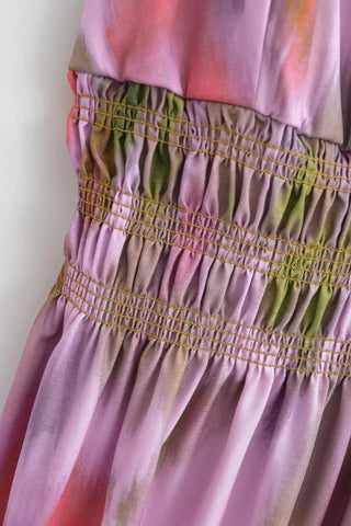 Tie-Dye Tie-Back Casual Midi Dress