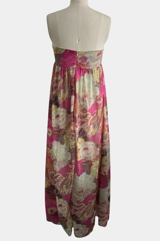 Floral Printed Strapless Maxi Dress