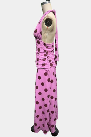 Polka Dot Maxi Dress with Flowy Silhouette