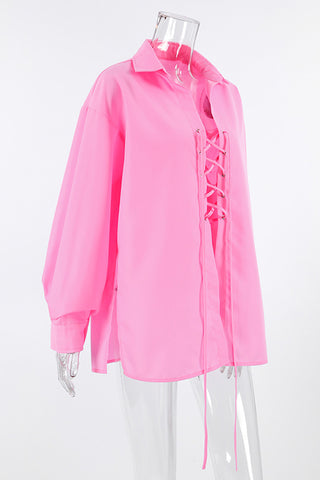 Lace-Up Front Blouse