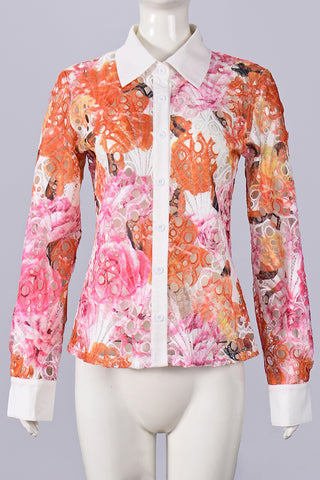Vibrant Floral Lace Blouse