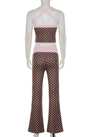 Patterned Cross-Back Pants Set