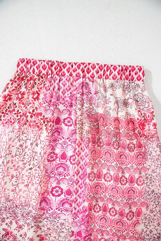 Boho Print Drawstring Maxi Skirt