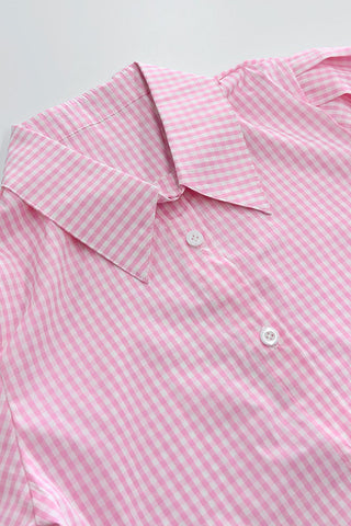 Pink Plaid Puff Sleeve Set