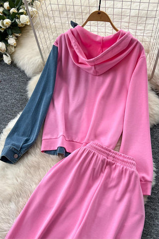 Two-Tone Denim Pants Set