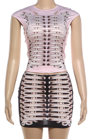 Printed Mini Skirt Set