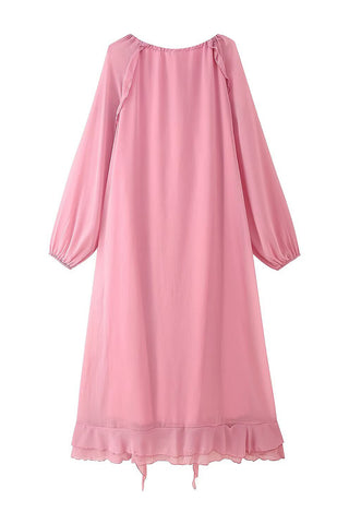 Ruffle Tie-Front Casual Dress