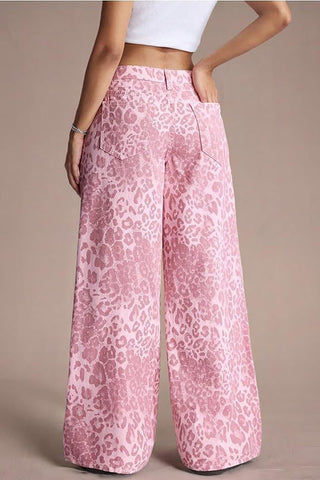 Animal Print Wide-Leg Jeans