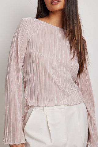 Elegant Pleated Long-Sleeve Blouse