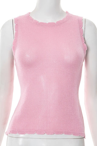 Scalloped Edge Knit Tank Top