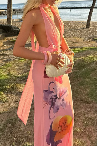 Floral Maxi Halter Dress